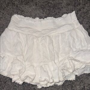 White Ruffled Mini Skort